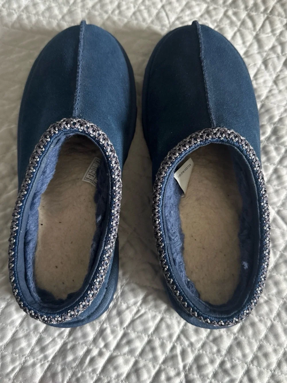 UGG Kids Navy Blue Moccasin Slippers